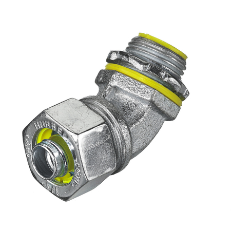 Kellems Wire Management, Liquidtight System, 45 Degree Male Liquid Tight Connector, 3/8"", Steel, Insulated -  HUBBELL WIRING DEVICE-KELLEMS, H03841